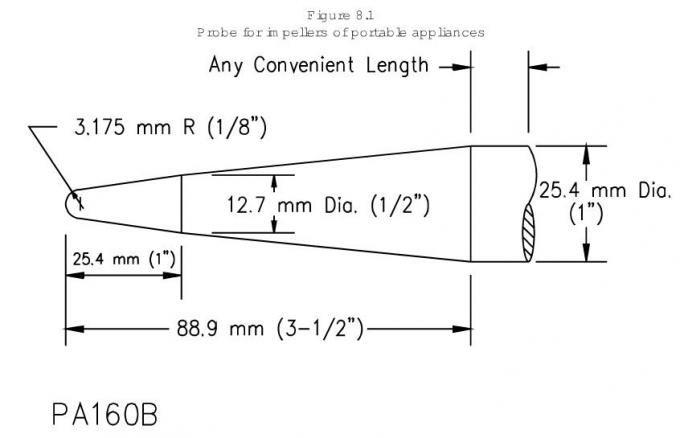 Đầu dò ngón tay thử nghiệm UL507 UL1278 bán kính đầu 1/8 inch cho cánh quạt 7 UL507 UL1278 Test Finger Probe 1 / 8 Inch Head Radius Apply To Fan Blades 0