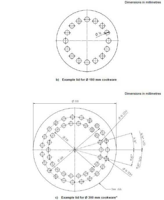 Bộ nồi thử nghiệm bếp điện từ tiêu chuẩn IEC 60350-2 11 IEC60350-2 Standards Induction Hob Test Pans 1