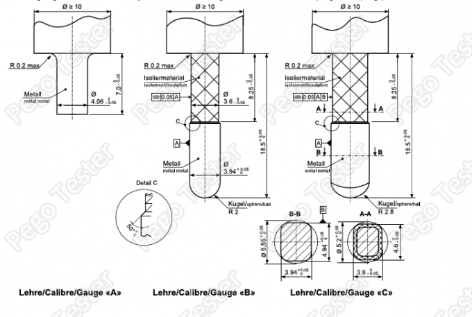 Dưỡng kiểm tra an toàn tiếp xúc ổ cắm phích cắm SEV1011 Gauge B 10A 11 SEV1011 Calibrated Plug Socket Tester Gauge B Contact Safety 10A For Socket Outlets Plugs 1