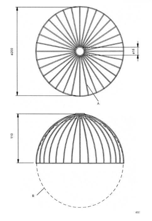 Thiết bị thử nghiệm máy sấy tóc IEC60335-2-23 quả cầu gỗ 9 Detailed schematic diagram of helmet-type hairdryer test equipment components