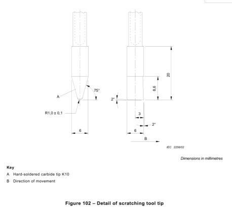 Dụng cụ thử độ cào xước IEC60335-2-24 đầu R1mm cho hệ thống làm lạnh 8 IEC60335-2-24 Scratching Tool With R1mm Tip For Testing Scratch Resistance Of Cooling System 0