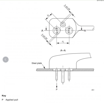 Thiết bị kiểm tra độ cố định chân phích cắm bằng lực kéo IEC60884-1 Figure 30 9 Thiết bị kiểm tra độ cố định chân phích cắm bằng lực kéo IEC60884-1 Figure 30