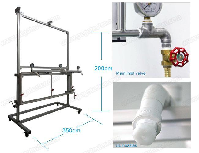 Thiết bị thử nghiệm phun nước 3 đầu phun gắn trên giá ống cấp nước - Hình ảnh thực tế