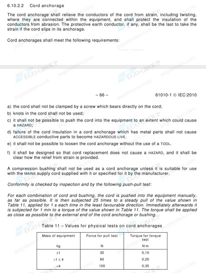 IEC61010-1 Clause 10.2.2 Electrical Testing Equipment Cord Anchorage Push-pull and Torque Tester 0