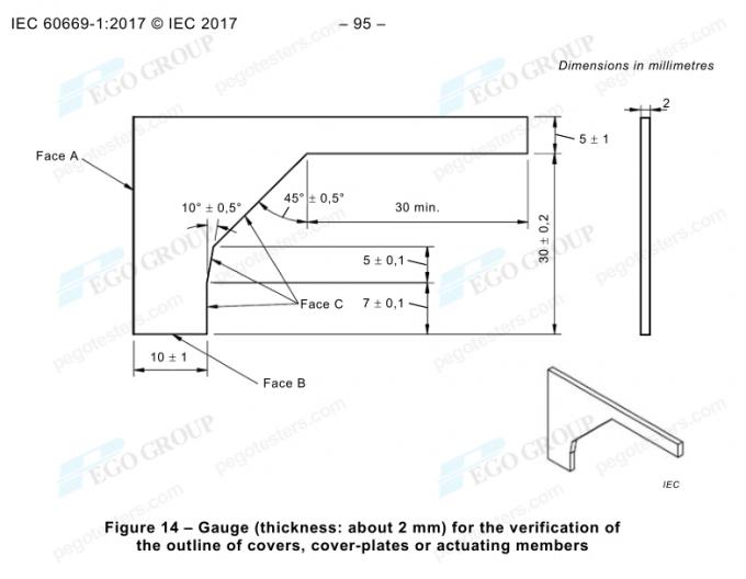 Dưỡng kiểm tra biên dạng nắp che IEC60669-1 Figure 14 7 IEC60669-1 Figure14 Gauge for Verification of The Outline of Covers 0