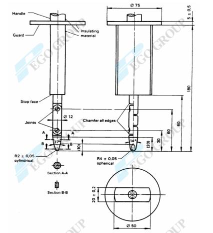 Ngón tay thử nghiệm tiêu chuẩn kiểm tra IEC60601-1 IEC61032 IEC62368-1 IEC60335-1 IEC60529 11 Standard Test Finger for IEC60601-1 IEC61032 IEC62368-1 IEC60335-1 IEC60529 IEC60598-1 IEC60884-1 AS/NZS3112 Inspection 0