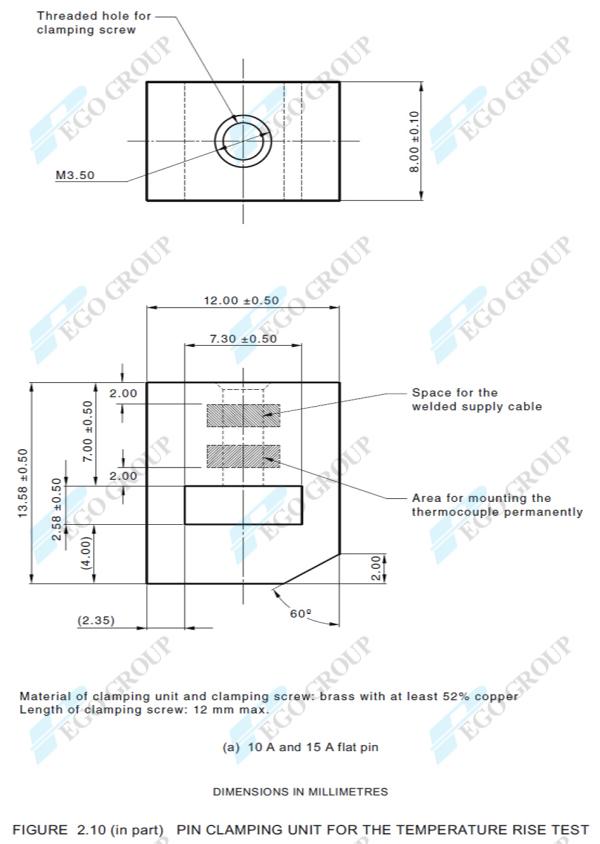 Bộ kẹp chân phích cắm thử nghiệm độ tăng nhiệt AS/NZS 3112 Figure 2.10 và Clause 2.13.8 9 AS/NZS 3112 Figure 2.10 and Clause 2.13.8 Compliant Pin Clamping Units for Temperature Rise Test 0