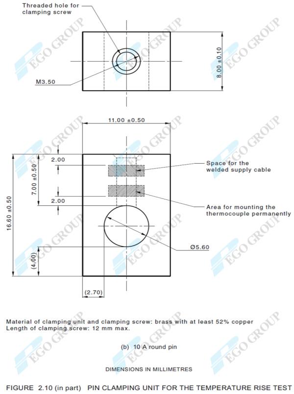 Bộ kẹp chân phích cắm thử nghiệm độ tăng nhiệt AS/NZS 3112 Figure 2.10 và Clause 2.13.8 10 AS/NZS 3112 Figure 2.10 and Clause 2.13.8 Compliant Pin Clamping Units for Temperature Rise Test 1