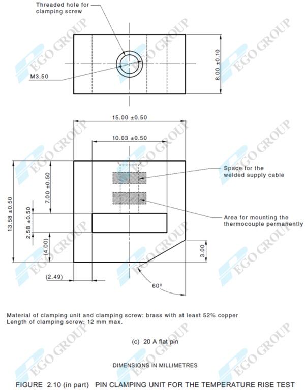 Bộ kẹp chân phích cắm thử nghiệm độ tăng nhiệt AS/NZS 3112 Figure 2.10 và Clause 2.13.8 11 AS/NZS 3112 Figure 2.10 and Clause 2.13.8 Compliant Pin Clamping Units for Temperature Rise Test 2