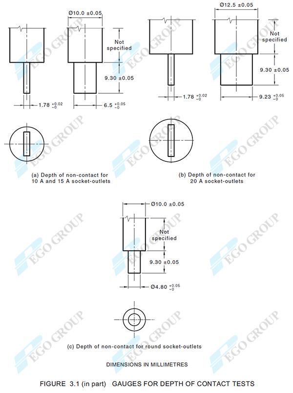 Dưỡng đo độ sâu không tiếp xúc kiểm tra lỗ ổ cắm AS/NZS3112 Figure 3.1 7 Non-Contact Depth Gauges for Depth of Contact Test for Socket Apertures AS/NZS3112 Figure 3.1