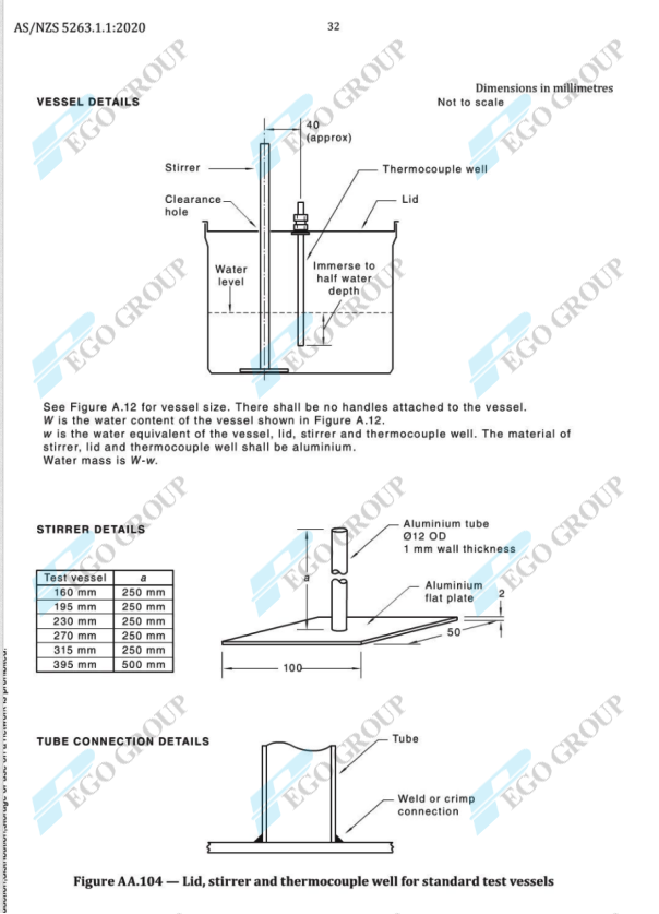 Bình thử nghiệm tiêu chuẩn cho đầu đốt gas AS/NZS 5263.0 bằng nhôm 160mm đến 315mm 9 Detailed View of Test Vessel Components