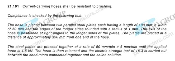 Thiết bị thử nghiệm chịu nén ống mềm dẫn điện IEC60335-2-2 1.5KN 50mm/min 7 Crushing Test Apparatus for Current-Carrying Hose Testing - IEC60335-2-2