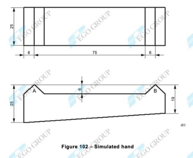 Đầu dò ngón tay thử nghiệm IEC60335-2-3 bằng thép không gỉ kiểm tra độ tăng nhiệt thiết bị cầm tay 8 Simulated hand gauge design according to IEC60335-2-3 figure 102