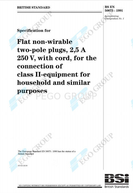 Summary of Standard BS/EN50075: Europlug Specifications and Testing ...